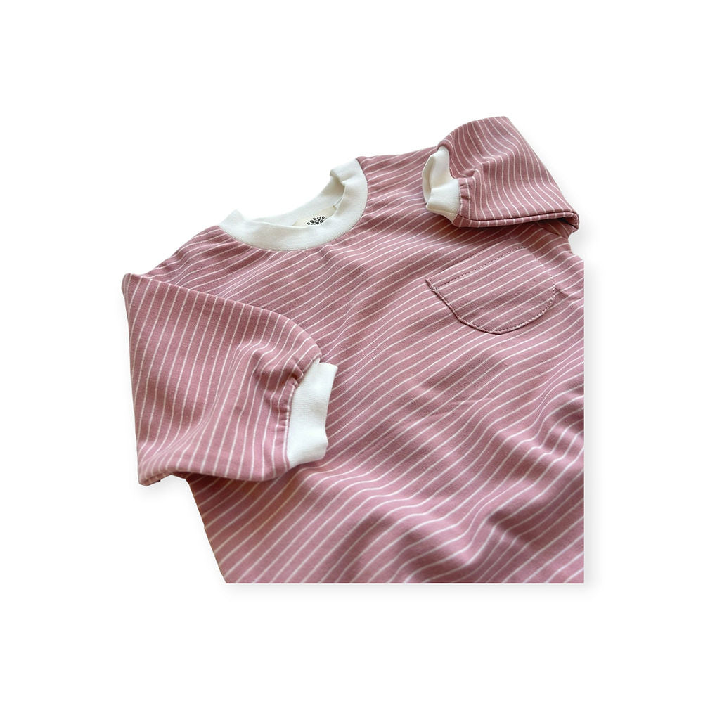 Bella long sleeved body - Pink &amp; White