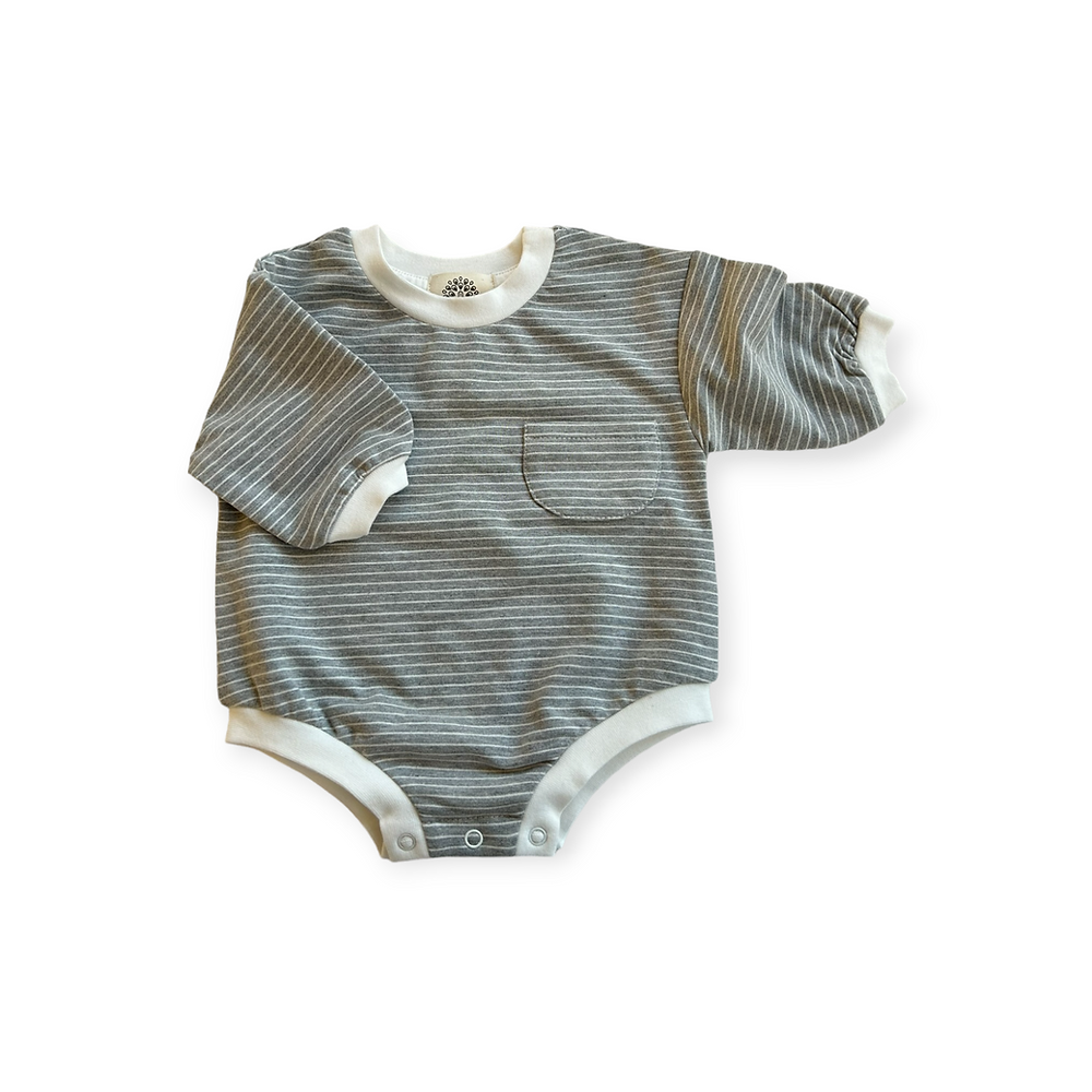 Bella long sleeve bodysuit - Gray &amp; White