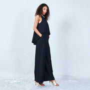 Elegant lagdelt jumpsuit- Svart