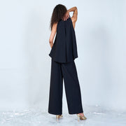 Elegant lagdelt jumpsuit- Svart