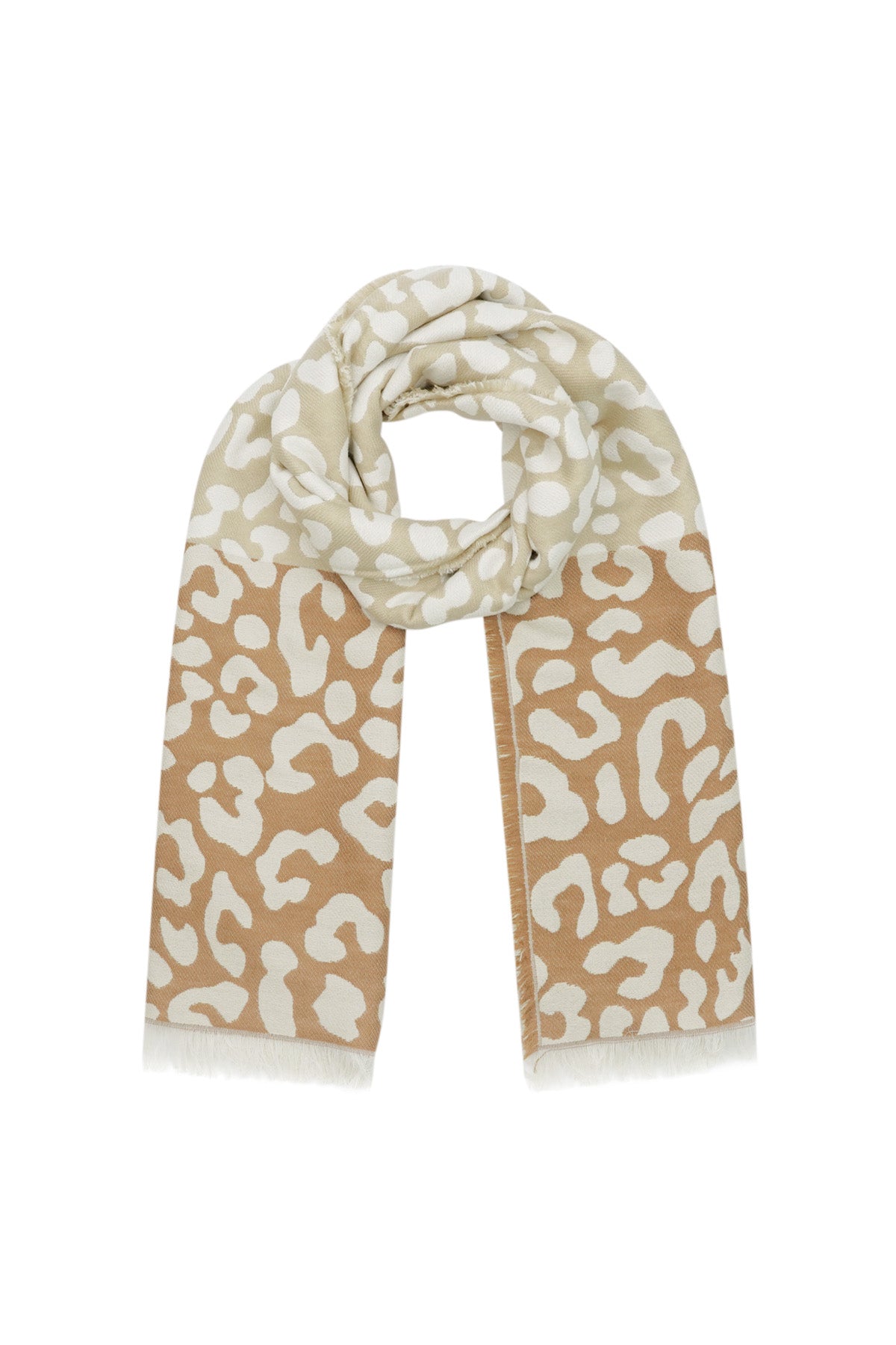 Siv leopard skjerf- Beige